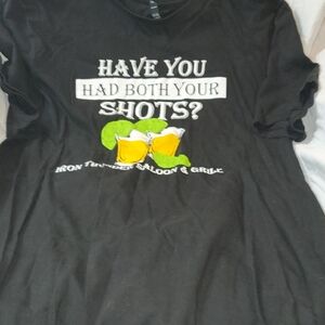 Black Graphic T-Shirt with Beer Print